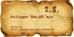 Kolinger Benjámin névjegykártya